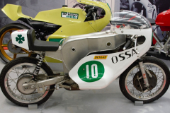 This replica of the OSSA monocoque 250cc Grand Prix Racer is in the 'Made in Spain' Motorcycle Museum at Alcalá de Henares, Madrid.