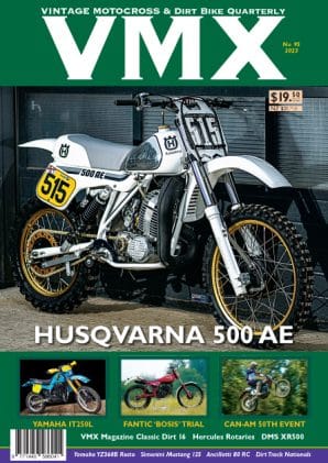 VMX magazine cover with picture of Husqvarna 500 AE VMX bike